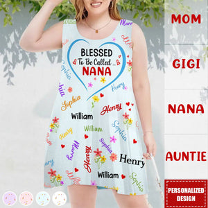 Blessed To Be Called Grandma Nana - Personalized Sleeveless Tank Dress