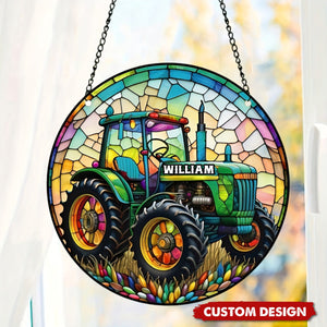 Tractor Personalized Window Hanging Ornament Suncatcher