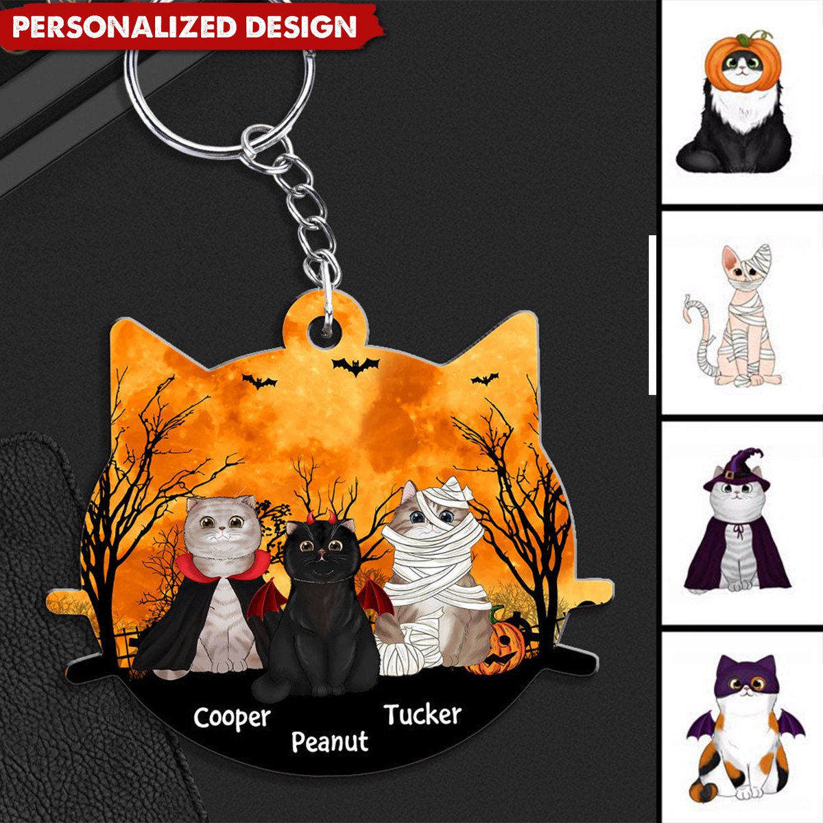 Halloween Cat Face - Personalized Custom Acrylic Keychain