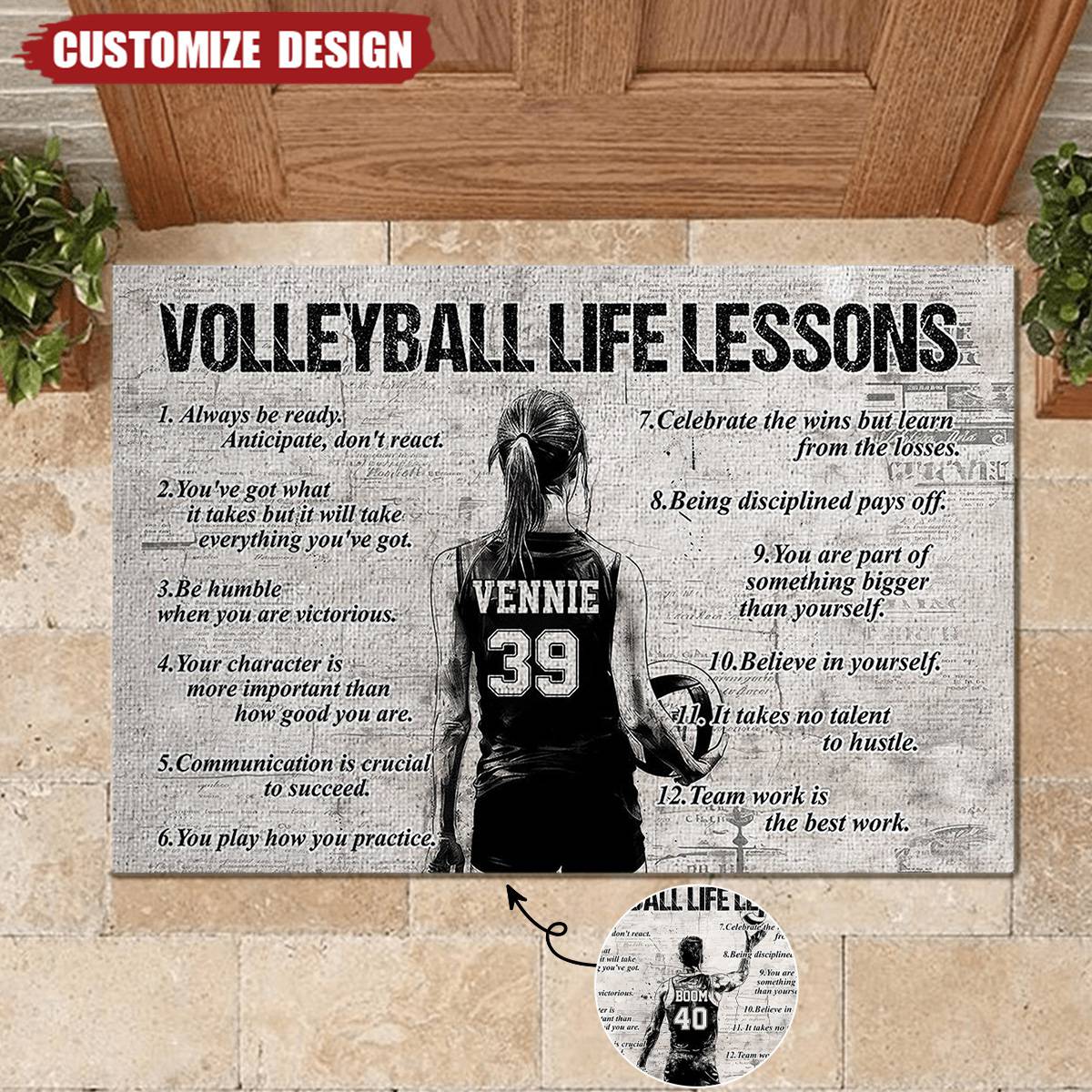 Personalized Volleyball Life Lessons Doormat - Gift For Volleyball Lovers