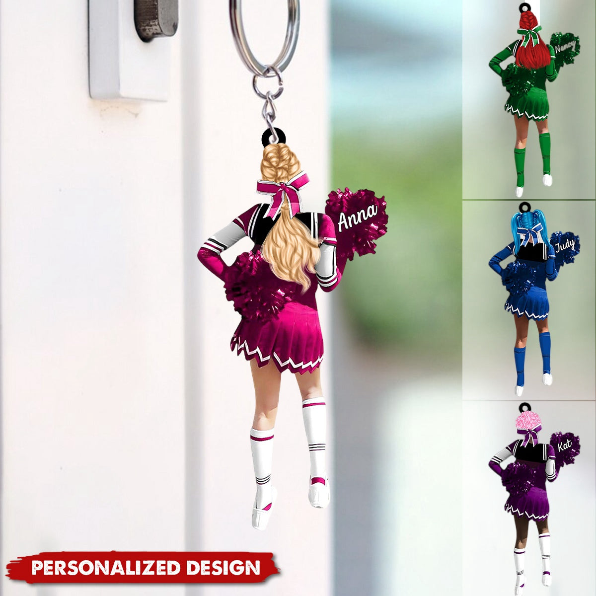 Personalized Cheerleading Pom pom Girl Keychain-Gift For Cheerleading Lovers - 2024 New Release