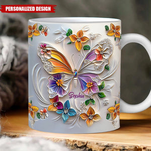 Stunning Butterfly-Personalized Butterfly Accent Mug-Gift For Friends