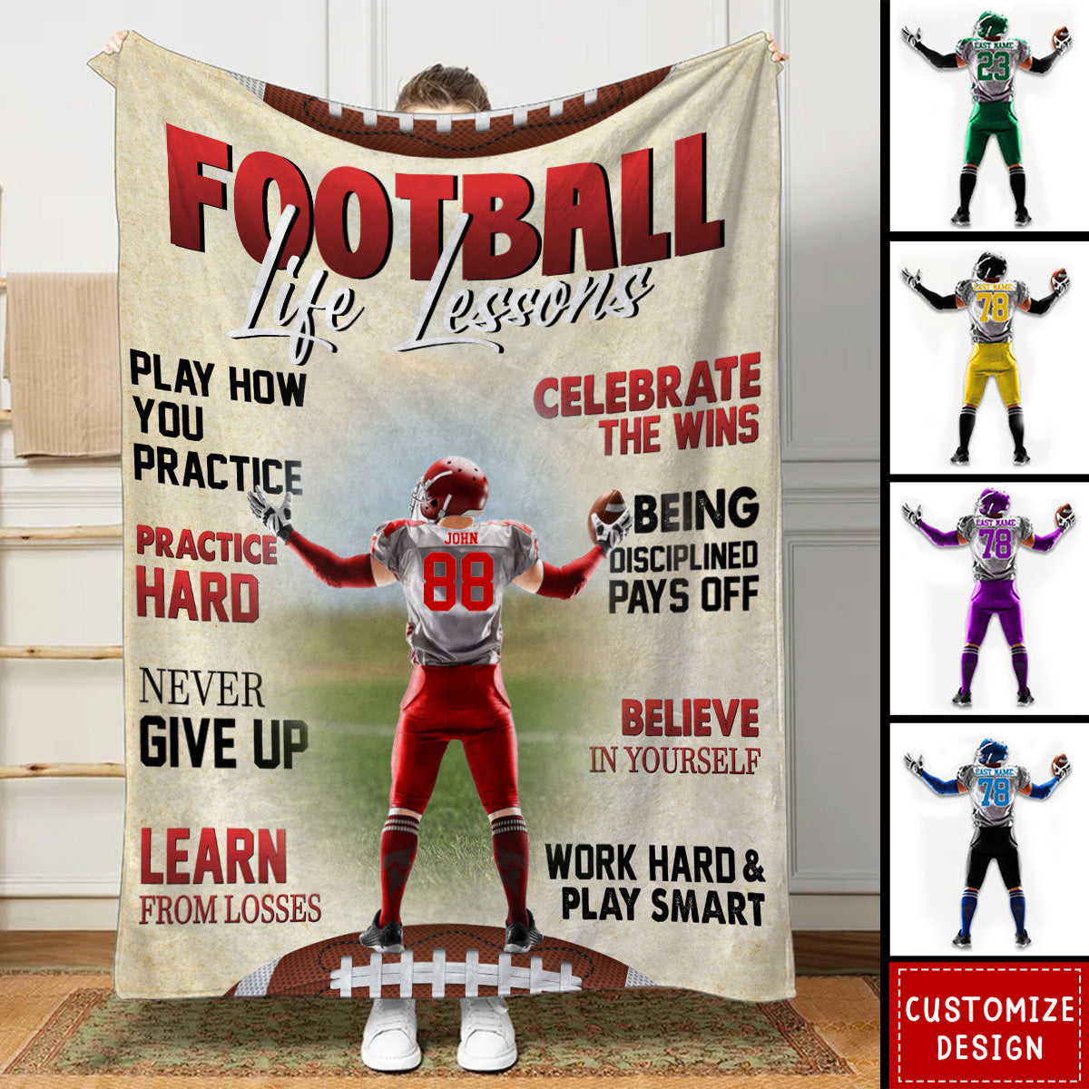 Personalized American Football  Blanket - Gift For American Football Lover