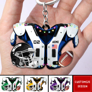 2024 New Release Personalized American Football Shoulder Pads And Helmet Acrylic Keychain