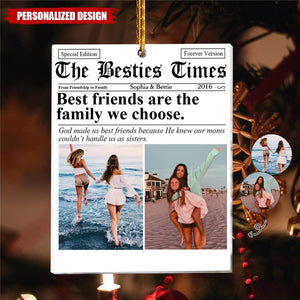 The BFF Times Friendship Gifts Newspaper - Personalized Acrylic Photo Ornament-Gift For Best Friends-2024 New Release