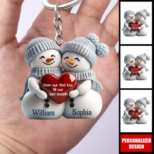 2024 New Release Couple Snowman Christmas Personalized Acrylic Keychain