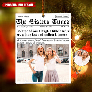 The BFF Times Friendship Gifts Newspaper - Personalized Acrylic Photo Ornament-Gift For Best Friends-2024 New Release