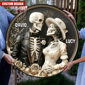 Skull Couple Personalized Family Wood Sign
