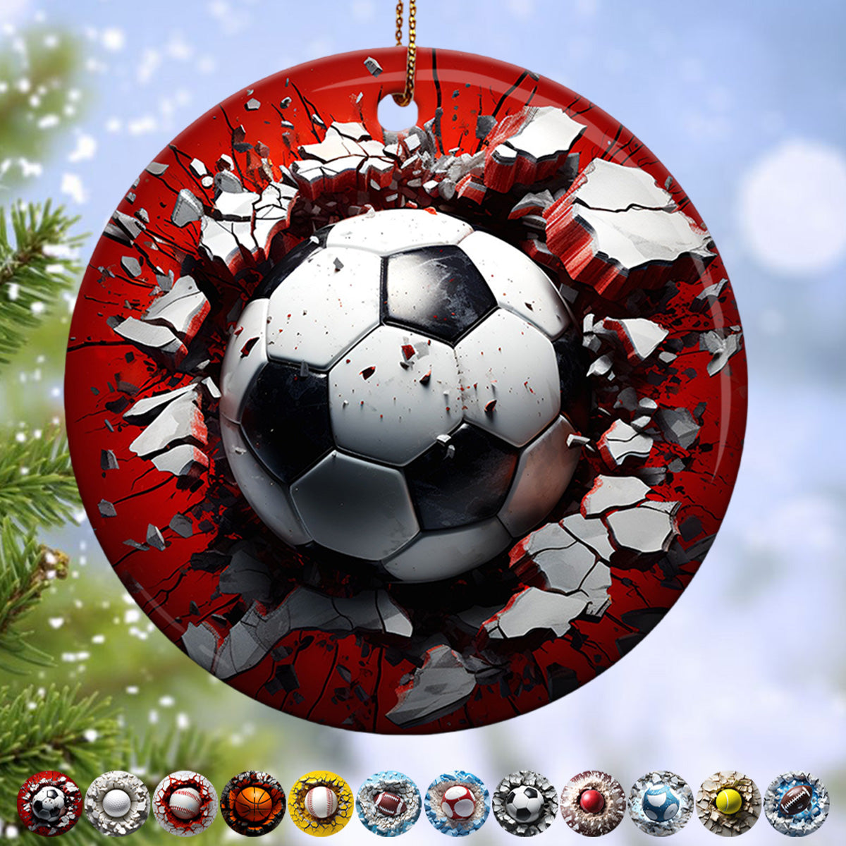 12 Sports Balls Ceramic Ornament - 2024 New Release