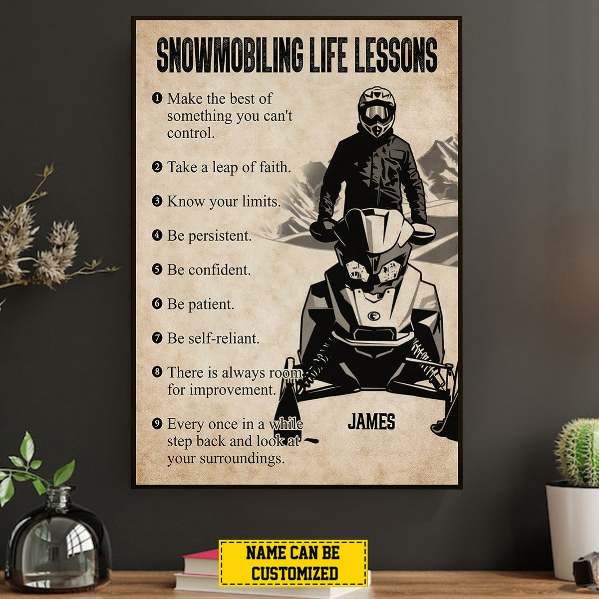 Personalized Snowmobiling Life Lessons Poster-Snowmobiling Gift For Boy Men