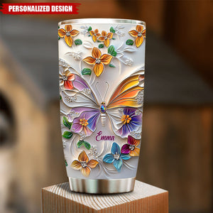 Stunning Butterfly-Personalized Butterfly Accent Tumbler-Gift For Friends