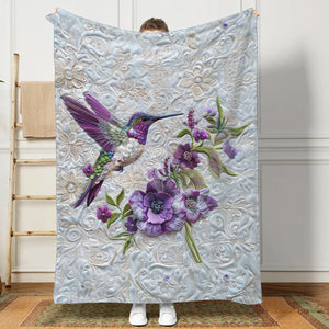 Purple Hummingbird Blanket - Gift For Bird Lovers