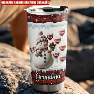 Happy Christmas Snowman Grandma - Personalized Custom Tumbler