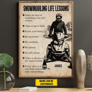 Personalized Snowmobiling Life Lessons Poster-Gift For Boy Men