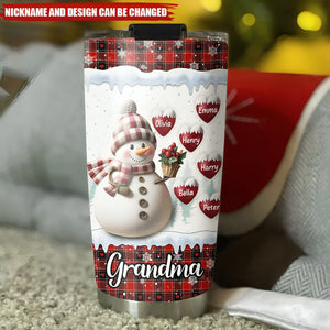 Happy Christmas Snowman Grandma - Personalized Custom Tumbler