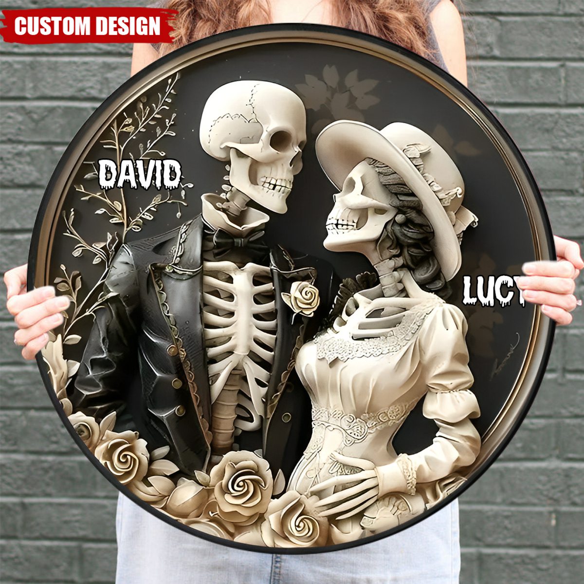 Skull Couple Personalized Family Wood Sign