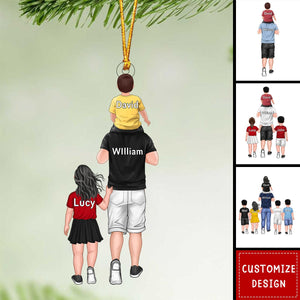 Personalized Dad/Grandpa With Kids Acrylic Christmas Hanging Ornament