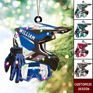 Personalized Motocross Racer Set Christmas Ornament