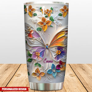 Stunning Butterfly-Personalized Butterfly Accent Tumbler-Gift For Friends