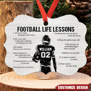 Personalized American Football Life Lessons Wooden Ornament - Gift For American Football Lovers