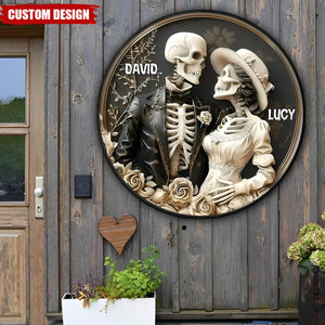 Skull Couple Personalized Family Wood Sign