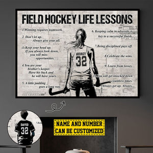 Field Hockey Life Lessons-Personalized Hockey Poster-Poster Gift For Field Hockey Lovers, Field Hockey Players