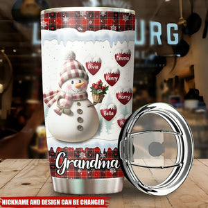 Happy Christmas Snowman Grandma - Personalized Custom Tumbler