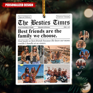 The BFF Times Friendship Gifts Newspaper - Personalized Acrylic Photo Ornament-Gift For Best Friends-2024 New Release