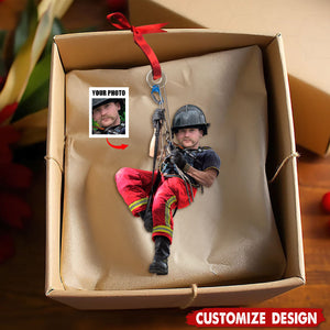 Personalized Photo Christmas Ornament Gift For Firefighter-2024 New Release