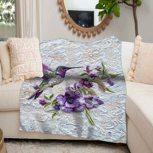 Purple Hummingbird Blanket - Gift For Bird Lovers