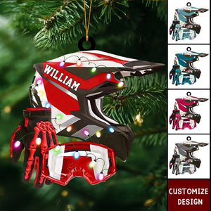 Personalized Motocross Racer Set Christmas Ornament