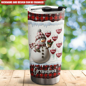 Happy Christmas Snowman Grandma - Personalized Custom Tumbler