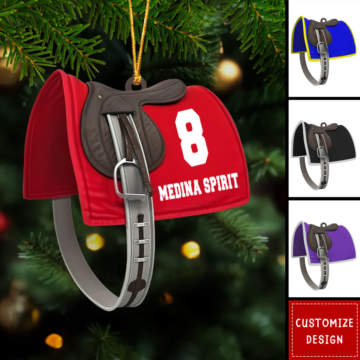 Personalized Horse Racing Saddle Christmas Ornaments - Horse Racing Gifts  - 2024 New Release