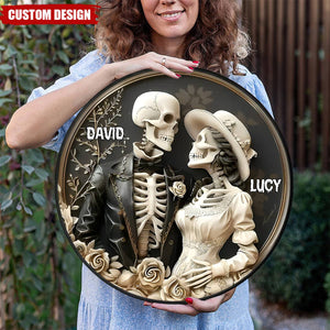 Skull Couple Personalized Family Wood Sign