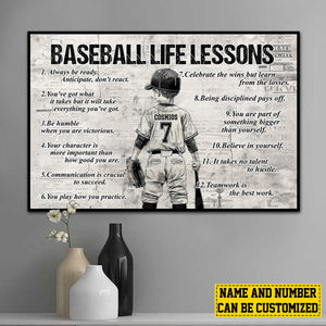 Personalized Baseball Life Lessons Boy Poster-Gift For Baseball Lovers