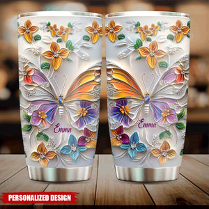 Stunning Butterfly-Personalized Butterfly Accent Tumbler-Gift For Friends