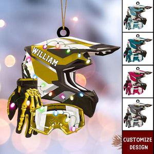 Personalized Motocross Racer Set Christmas Ornament