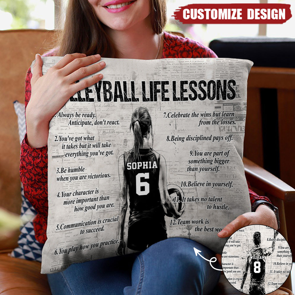 Personalized Volleyball Life Lessons Pillow-Gift For Volleyball Football Lovers