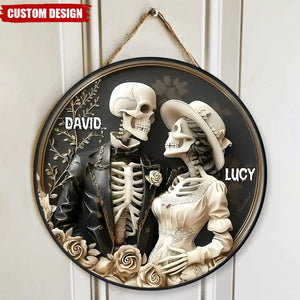 Skull Couple Personalized Family Wood Sign