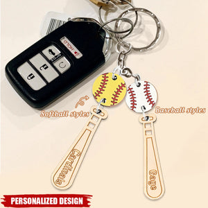 Personalized Name Baseball Keychain, Baseball Bat Keychain,  Softball Keychain, Gift for Sports Mom/Daughter/Baseball Fan