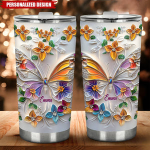 Stunning Butterfly-Personalized Butterfly Accent Tumbler-Gift For Friends