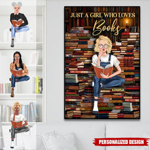 Just A Girl Who Loves Books- Personalized Poster -Gift For Book Lovers