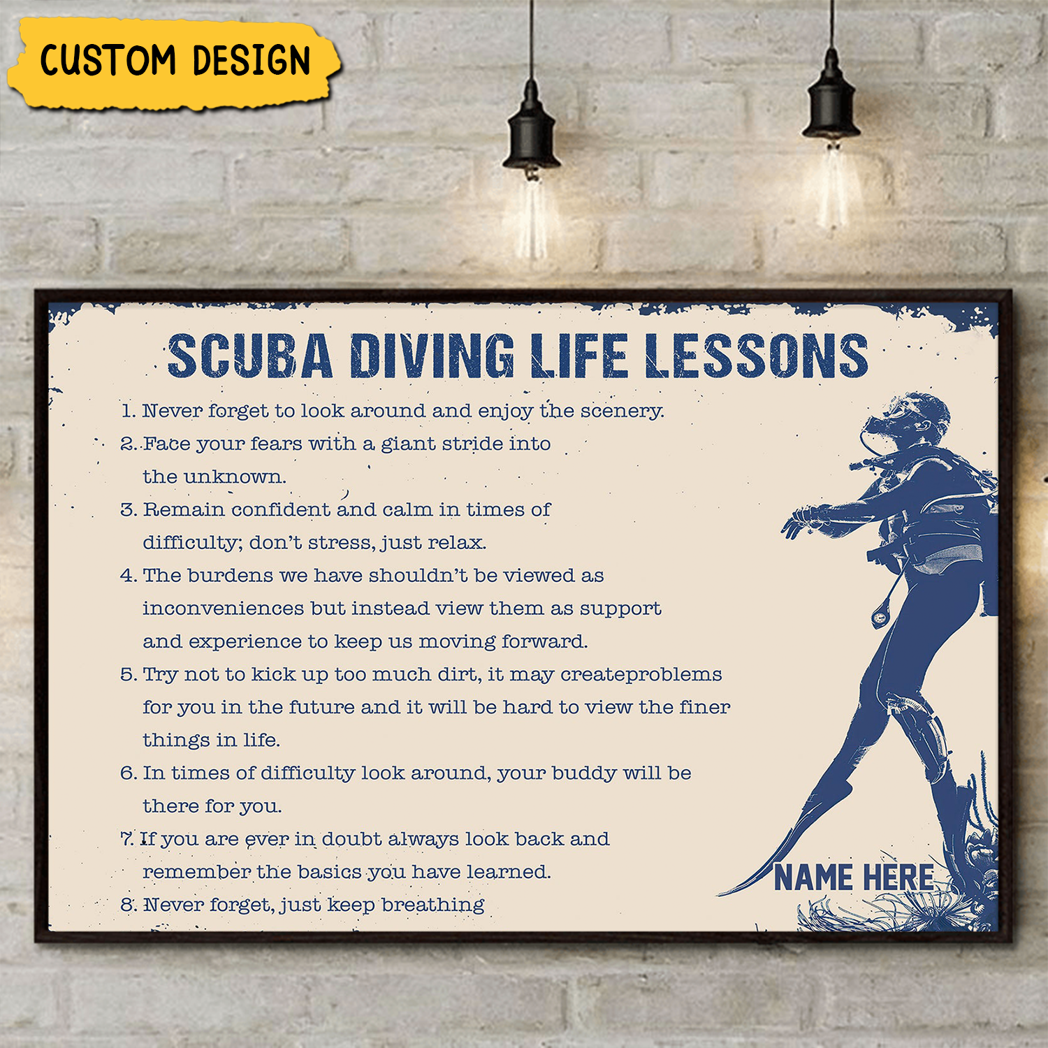 Personalized Scuba Diving Life Lessons Poster-Gift For Diving Lovers