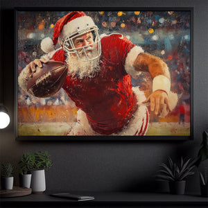 Funny Christmas Santa On The Field American Football Poster - Gift For American Football Lovers