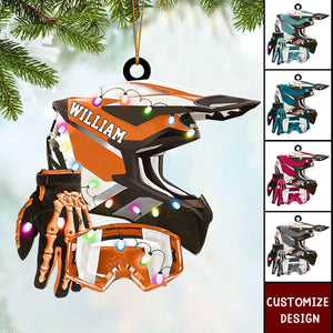 Personalized Motocross Racer Set Christmas Ornament