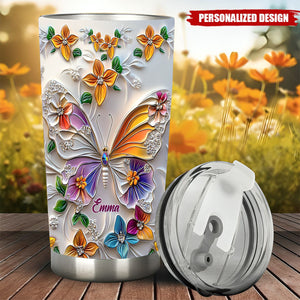 Stunning Butterfly-Personalized Butterfly Accent Tumbler-Gift For Friends