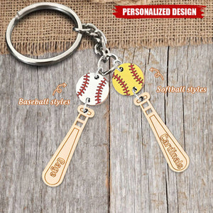 Personalized Name Baseball Keychain, Baseball Bat Keychain,  Softball Keychain, Gift for Sports Mom/Daughter/Baseball Fan