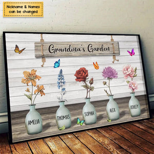 Grandma‘s Garden Birth Month Flowers Personalized Poster, Mother's Day Gift For Grandma, Mom, Auntie