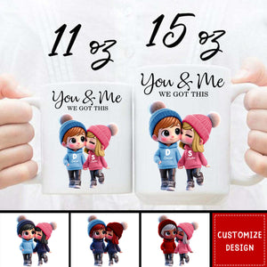 Cute Cartoon Couple Walking Personalized Mug-Gift For Couple