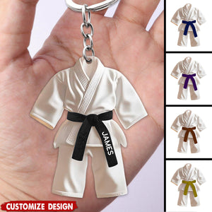 Personalized Black Belt Keychain -  Taekwondo,Karate,Jiu-Jitsu Gift